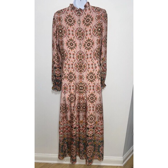 Boden Mariam Silk Maxi Dress Old Rose Intricate Tapestry Modest Church Women 4R - Picture 4 of 11